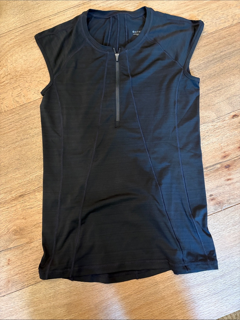 Athleta Black Sleeveless Half-Zip Performance Tank Top